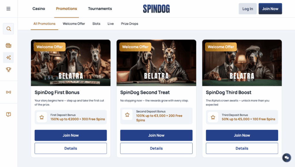 Spindog review - welkomstbonus in drie stortingen