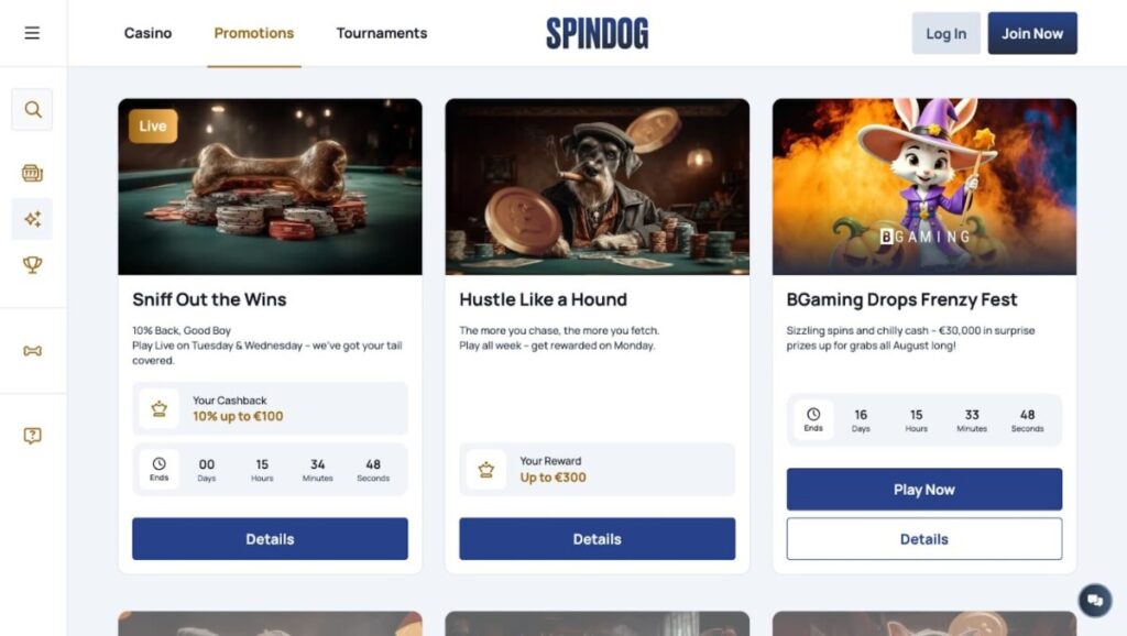 Bonussen bij Spindog: cashback, reloads, gratis spins