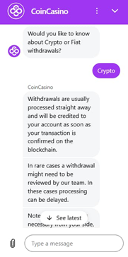 Coincasino chat support