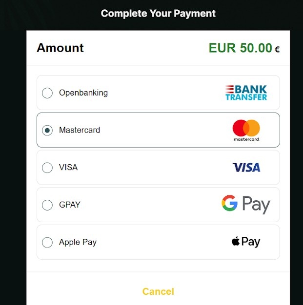 Storten bij SlotMonkey via mastercard