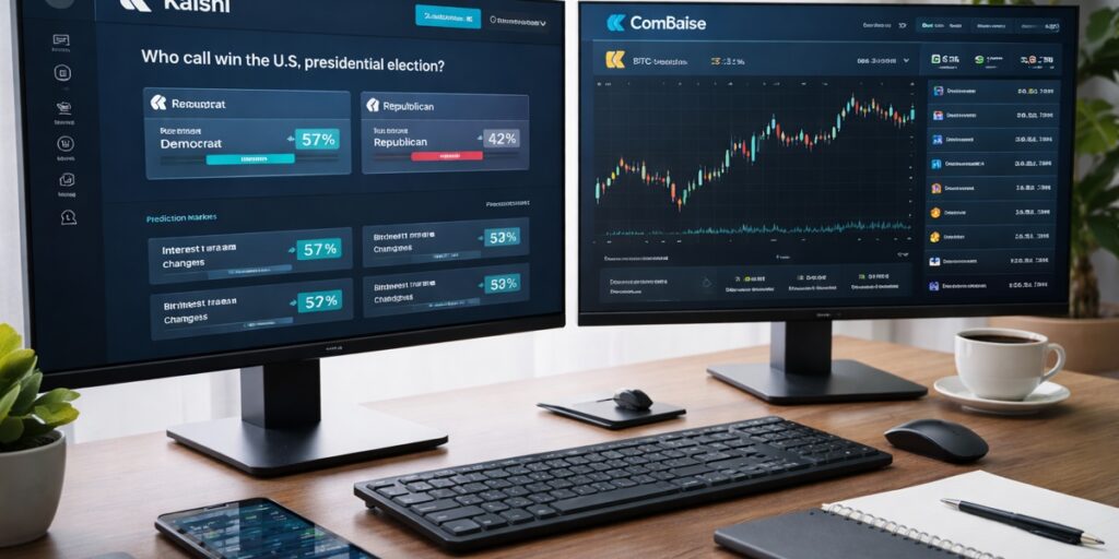 coinbase en kalshi voorspellingsmarkt dashboard