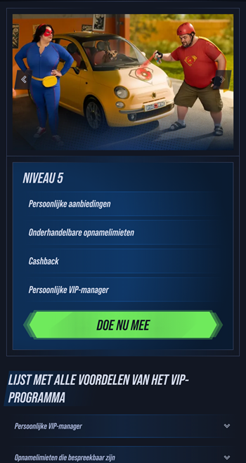 het loyaliteitsprogramma bij Vegas Hero met de verschillende niveaus