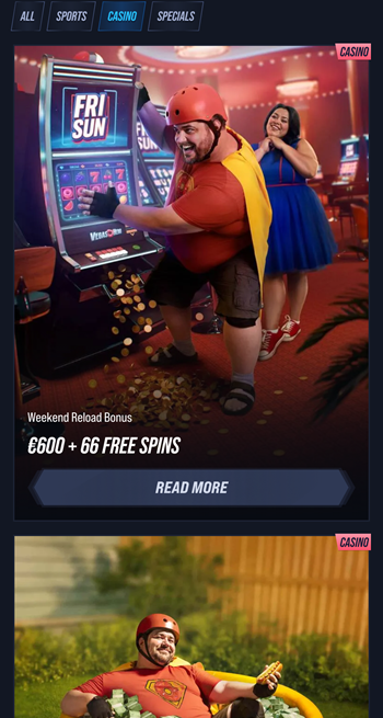 in het weekend kun je bij Vegas Hero kiezen voor een royale reload bonus