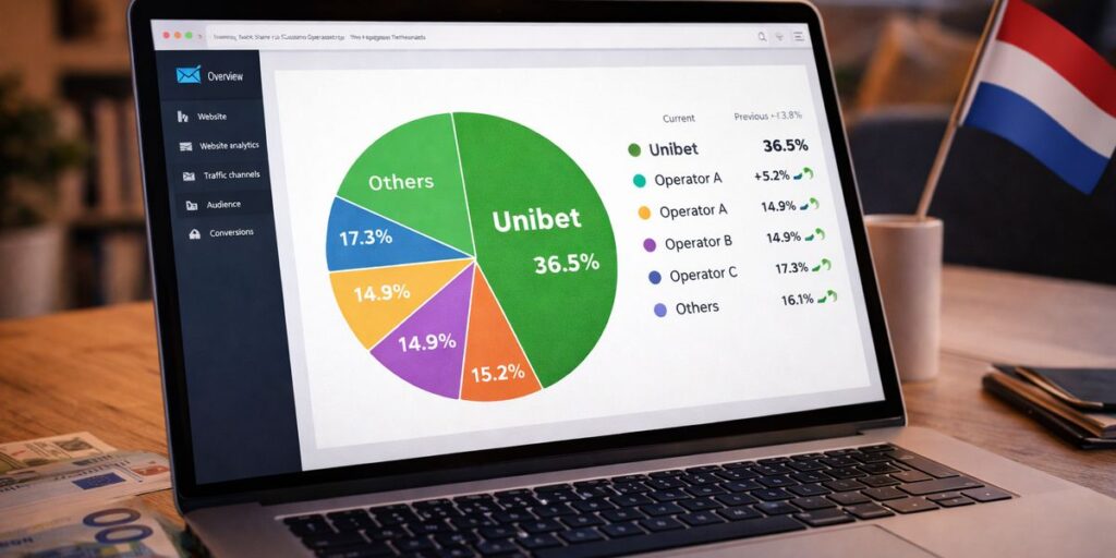 diagram met marktaandeel Unibet in NL gokmarkt