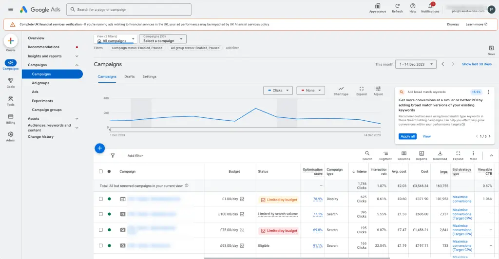 Screenshot google ads beoordeling gokadvertenties