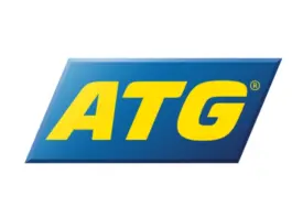 ATG logga med gul och blå text.