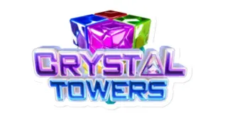 Logotyp för "Crystal Towers" med färgglada kristallkub-ikoner ovanför texten.