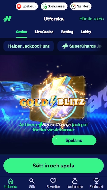 Hajper Casino i mobilen