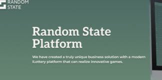 Skärmbild med texten “Random State Platform” och beskrivning av en modern iLottery-plattform.