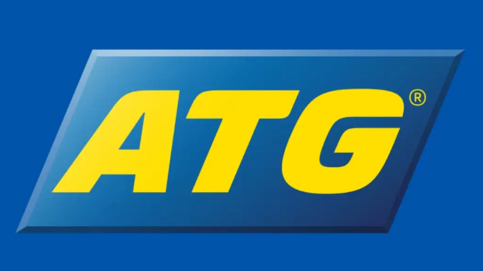 atg-delårsrapport Logotyp för ATG med gula bokstäver på blå bakgrund.
