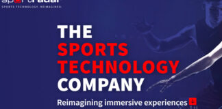 Basketspelare och text om Sportradar som utvecklar teknik för sport och spelupplevelser.