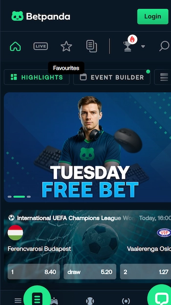 Betpanda sportsbook från mobilen