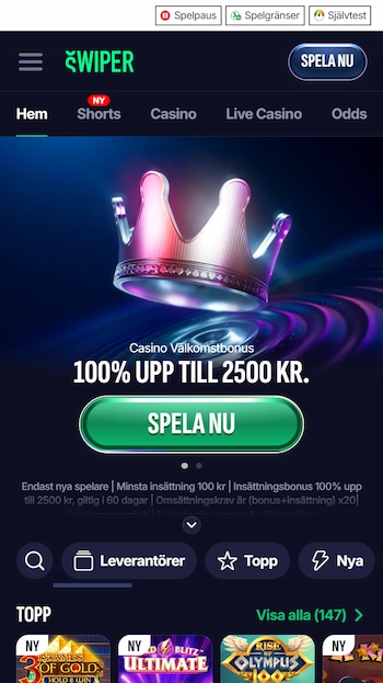 Swiper casino i mobilen