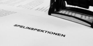 Dokument med texten Spelinspektionen och en stämpel.