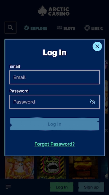 Arctic Casino logga in sida