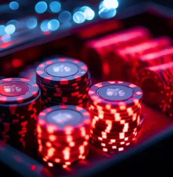 Digitala spelmarker i en låda för casino bonusar online