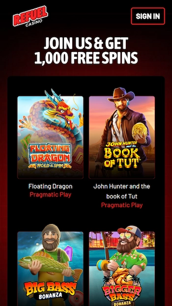 Refuel Casino free spins bonus