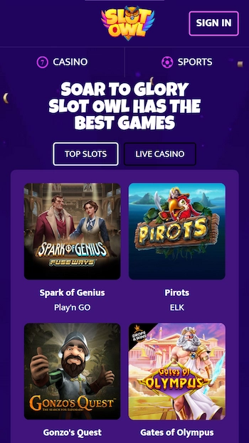 Slots på Slot Owl Casino