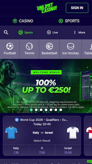 Unlimit Casino sportsbook för betting