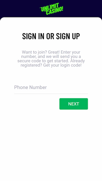 Unlimit Casino login med mobil