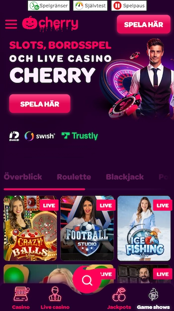 Live casino på Cherry Casino