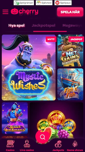 Nya casinospel på Cherry Casino