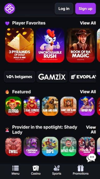 CoinCasino spelutbud