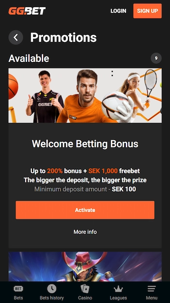 GGbet välkomstbonus
