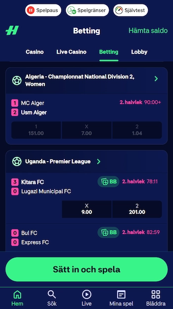 Hajper Casino betting