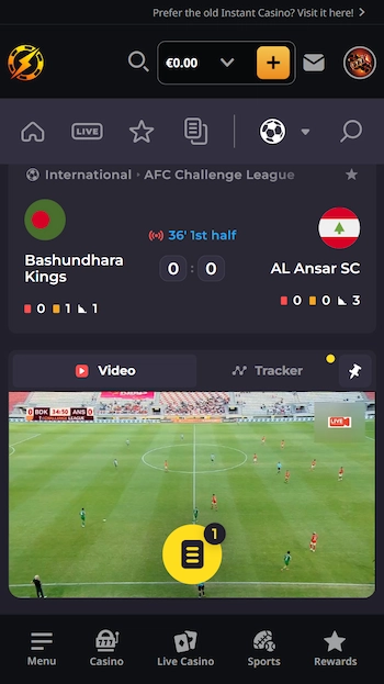 Live streaming på Instant Sports