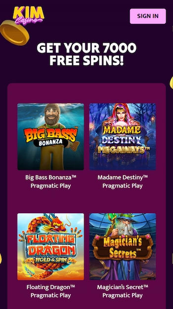 Kim Casino free spins till nya spelare