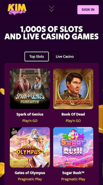 Kim Casino slots och live casino spel