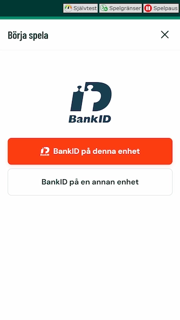 Paf casino login med BankID