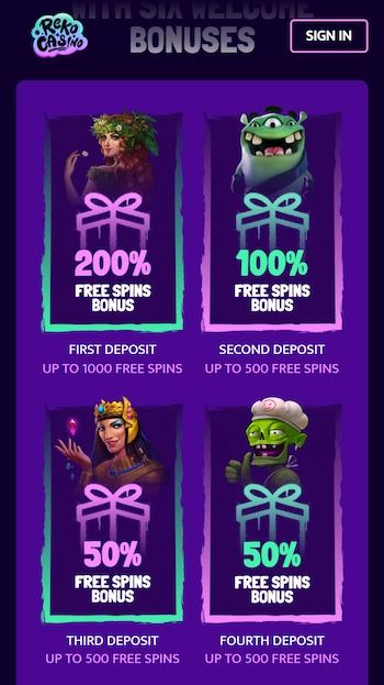 Reko Casino free spins bonus till nya spelare