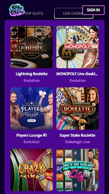 Reko Casino live casino spel