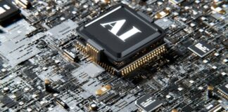 Närbild på ett kretskort med en AI-processor som symboliserar modern teknik och artificiell intelligens.