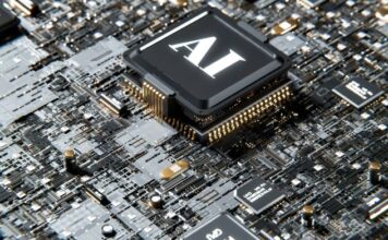 Närbild på ett kretskort med en AI-processor som symboliserar modern teknik och artificiell intelligens.