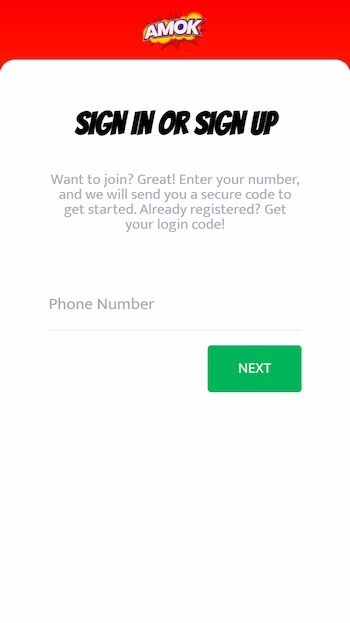 Amok Casino login med mobilnummer