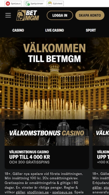 BetMGM startsida