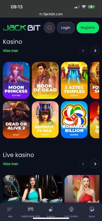 Jackbit slots och live casino
