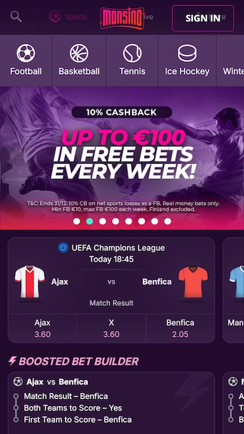 Monsino casino betting och freebets