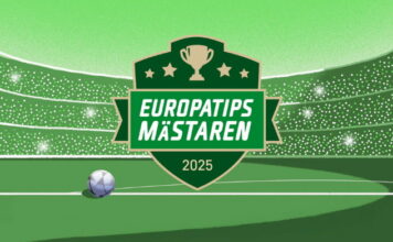 Jonathan Jaans och IF Lokomotiv Blackeberg blir Europatipsmästare 2025 Grafik för Europatipsmästaren 2025 med pokal, fotbollsarena och boll i grön färgskala