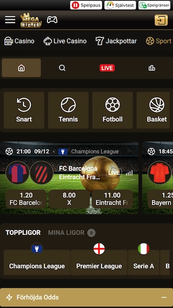 Mega Riches betting och förhöjda odds