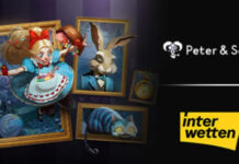 Peter & Sons tecknar innehållsavtal med Interwetten Illustration med slotkaraktärer i tavlor samt logotyper för Peter & Sons och Interwetten