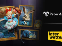 Peter & Sons tecknar innehållsavtal med Interwetten Illustration med slotkaraktärer i tavlor samt logotyper för Peter & Sons och Interwetten