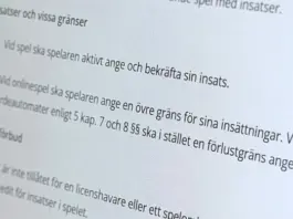 Lagtext om insättningsgränser enligt svensk spellag