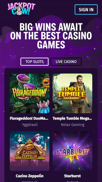 Slots hos Jackpot Cow