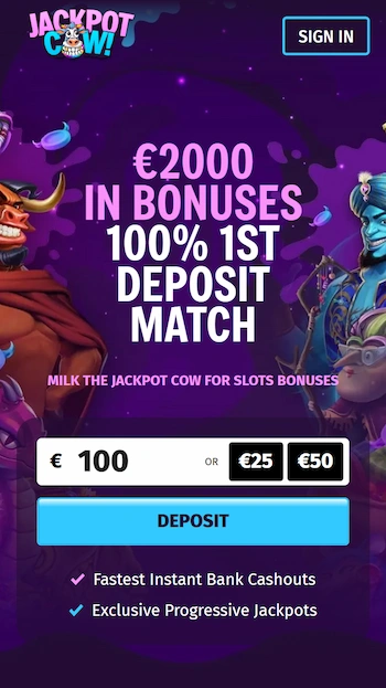 Välkomstbonusen hos Jackpot Cow