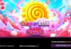 Ny slot från Pragmatic Play: Sugar Rush Super Scatter nu ute Färgglad spelgrafik med godislandskap, spiralformad sol och loggan ”Sugar Rush Super Scatter” i mitten.