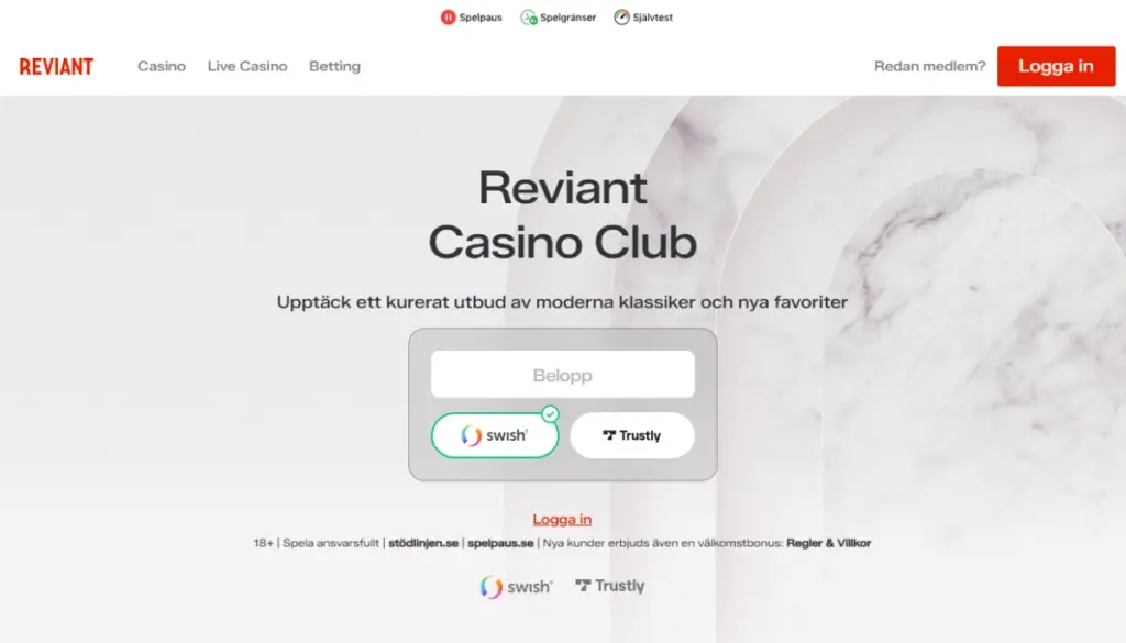 Reviant Casino från skärmbild